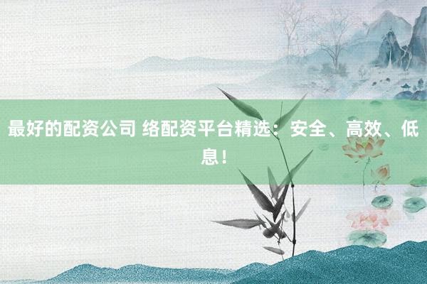 最好的配资公司 络配资平台精选：安全、高效、低息！