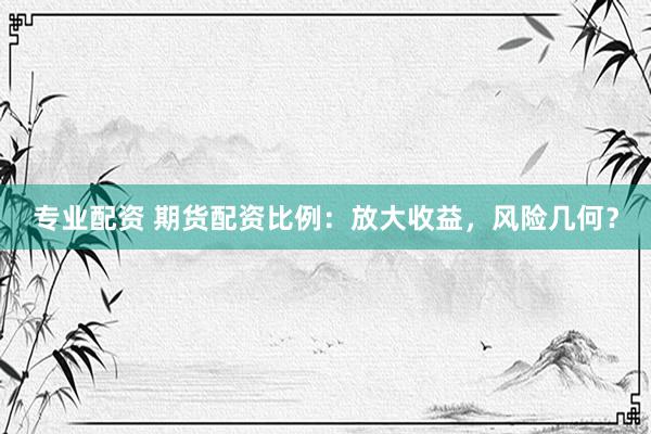 专业配资 期货配资比例：放大收益，风险几何？