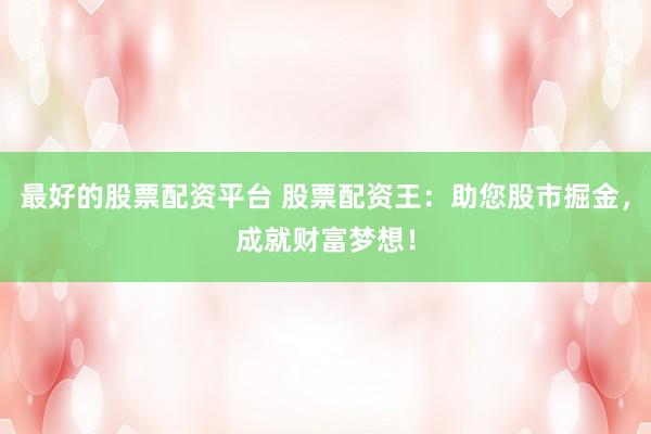 最好的股票配资平台 股票配资王：助您股市掘金，成就财富梦想！