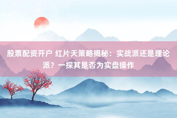 股票配资开户 红片天策略揭秘：实战派还是理论派？一探其是否为实盘操作
