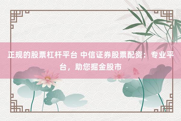 正规的股票杠杆平台 中信证券股票配资：专业平台，助您掘金股市
