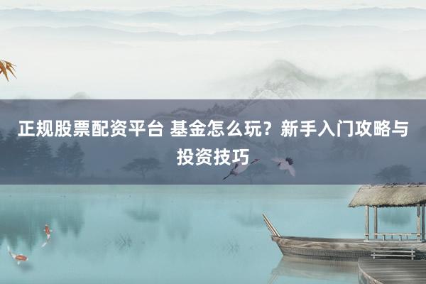 正规股票配资平台 基金怎么玩？新手入门攻略与投资技巧