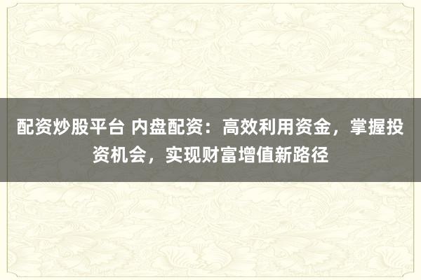 配资炒股平台 内盘配资：高效利用资金，掌握投资机会，实现财富增值新路径