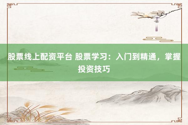 股票线上配资平台 股票学习：入门到精通，掌握投资技巧