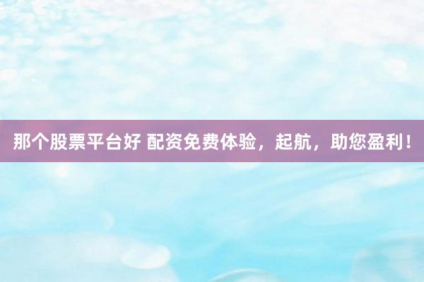 那个股票平台好 配资免费体验，起航，助您盈利！