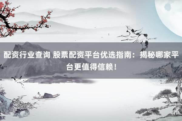 配资行业查询 股票配资平台优选指南：揭秘哪家平台更值得信赖！