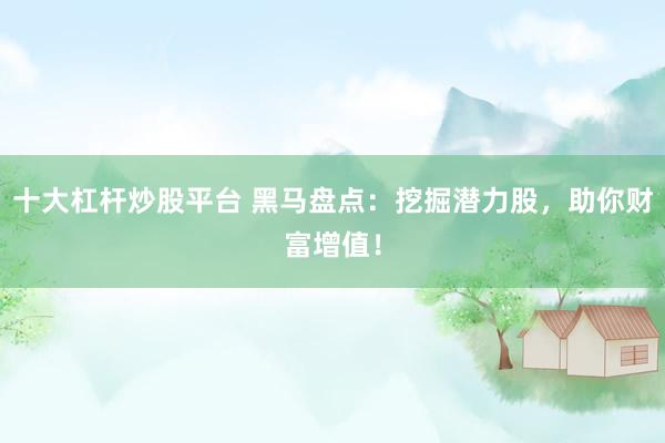 十大杠杆炒股平台 黑马盘点：挖掘潜力股，助你财富增值！