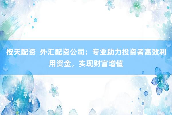 按天配资  外汇配资公司：专业助力投资者高效利用资金，实现财富增值