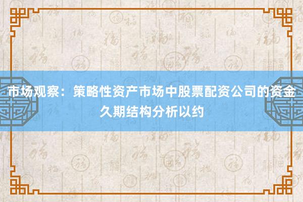 市场观察:策略性资产市场中股票配资公司的资金久期结构分析以约