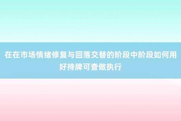 在在市场情绪修复与回落交替的阶段中阶段如何用好持牌可查做执行