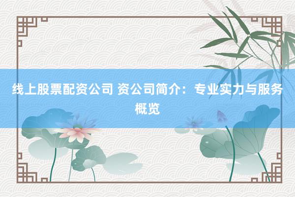 线上股票配资公司 资公司简介：专业实力与服务概览