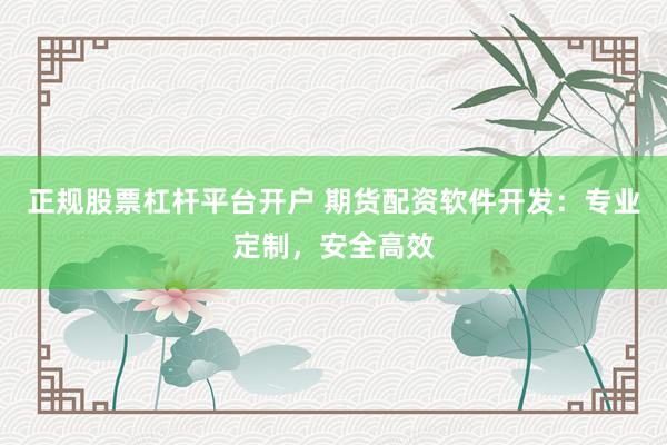 正规股票杠杆平台开户 期货配资软件开发：专业定制，安全高效
