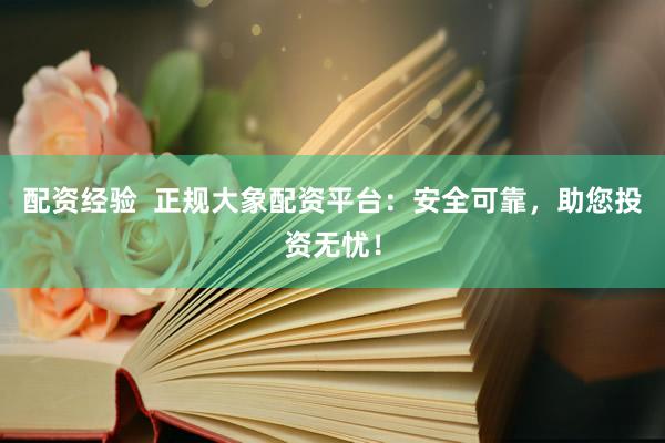 配资经验  正规大象配资平台：安全可靠，助您投资无忧！